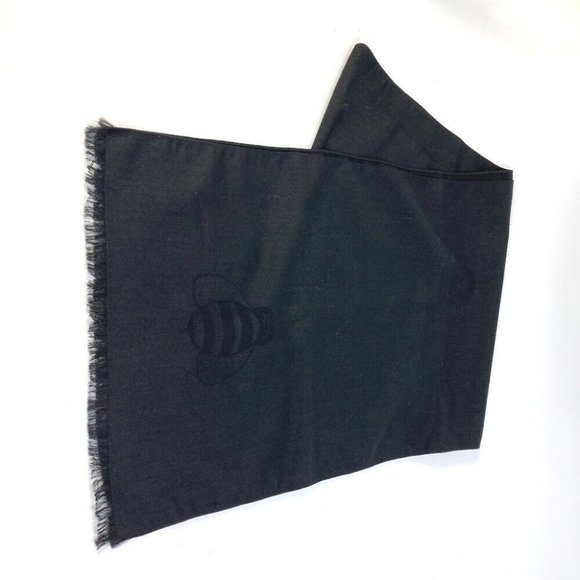 Auth Dior KAWS collaboration KAWS BEE design bee Shawl fringe Scarf Black - Picture 1 of 10
